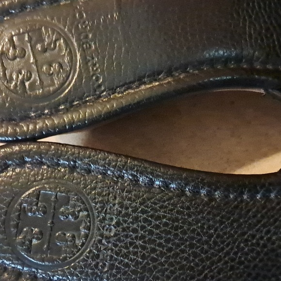 TORY BURCH Patti 3 Wedge Platform Sandal Tumbled Leather Black Luxury Designer - Picture 7 of 8